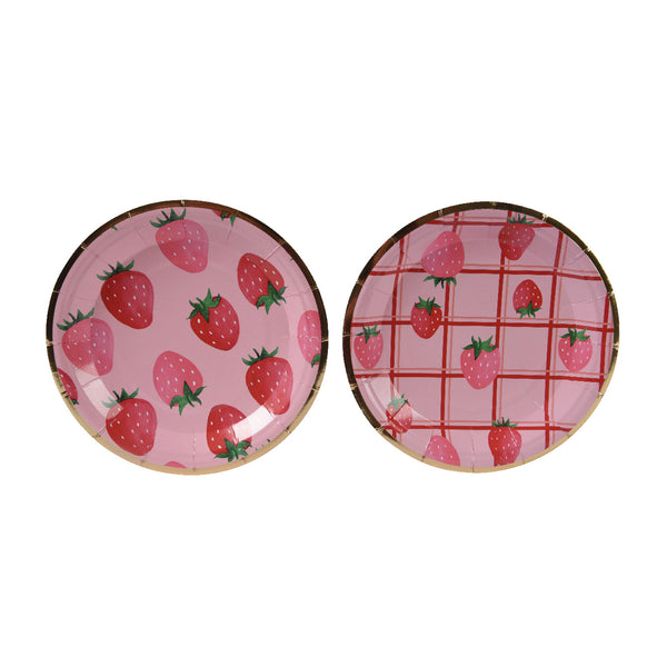 Plate paper strawberry pink pack of 10 d18cm 