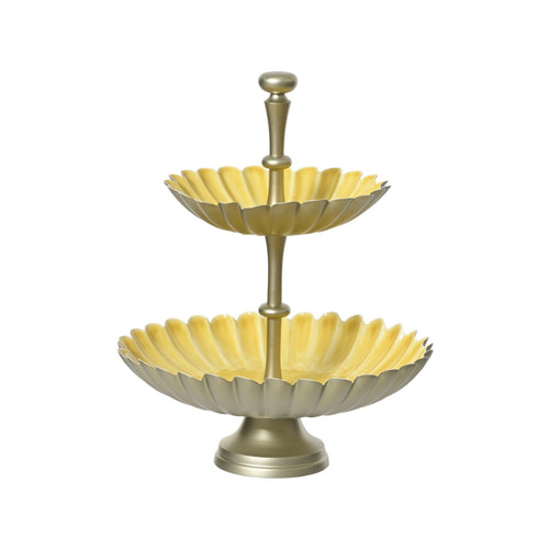 Mustard Enamel & Gold 2-Tier Etagere