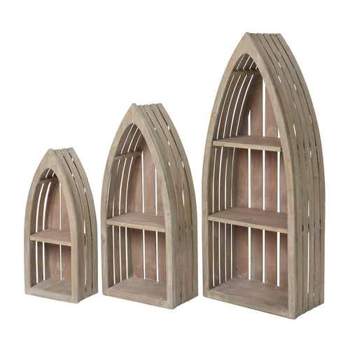 Fir Wood Cabinet Boat Set of 3