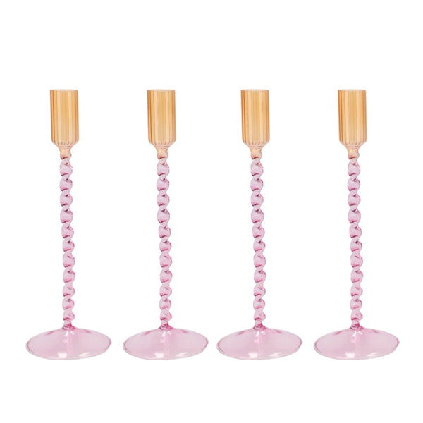 Pastel Twisted Glass Candle Holder (20 cm)