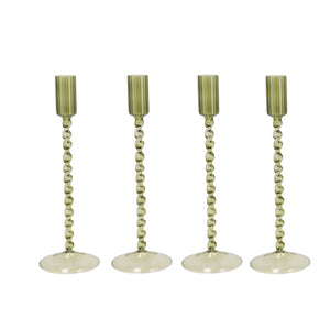 Green Twisted Glass Candle Holder (20 cm)