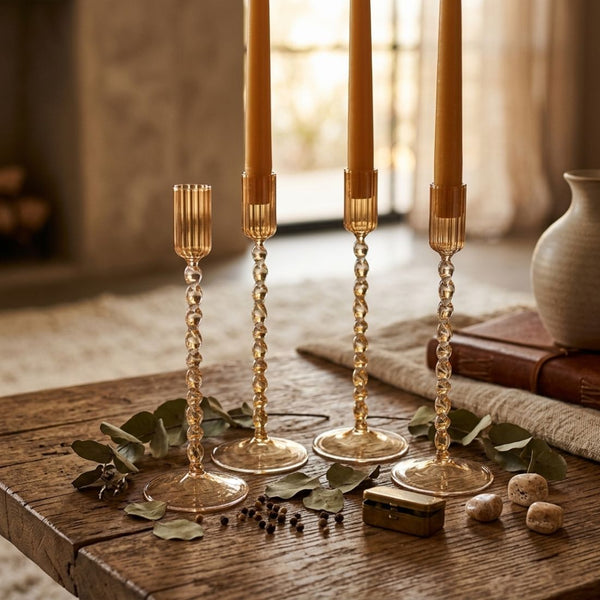 Brown Twisted Glass Candle Holder (20 cm)