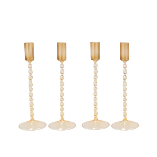 Brown Twisted Glass Candle Holder (20 cm)