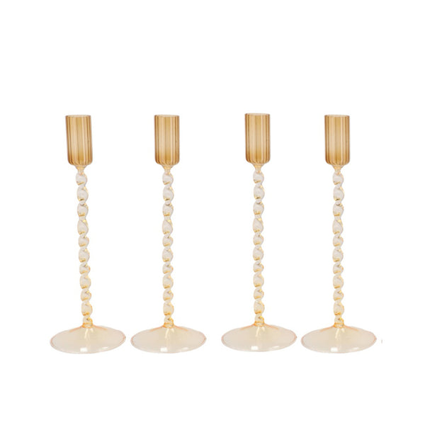 Brown Twisted Glass Candle Holder (20 cm)
