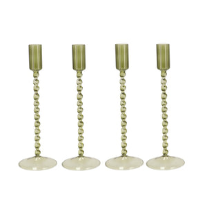 Green Twisted Glass Candle Holder (25 cm)