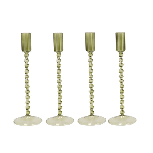 Green Twisted Glass Candle Holder (25 cm)
