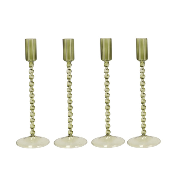 Green Twisted Glass Candle Holder (25 cm)