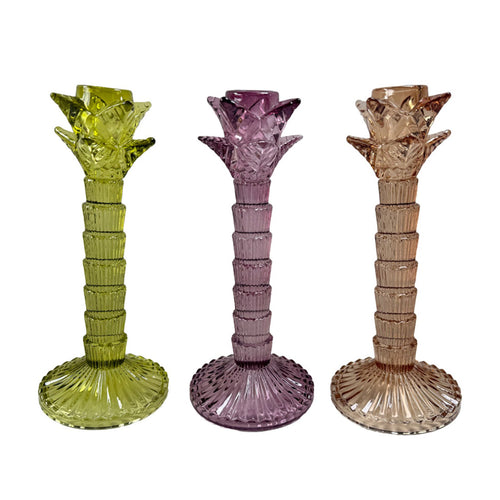 Tall Scalloped Glass Taper Candle Holder - Each At