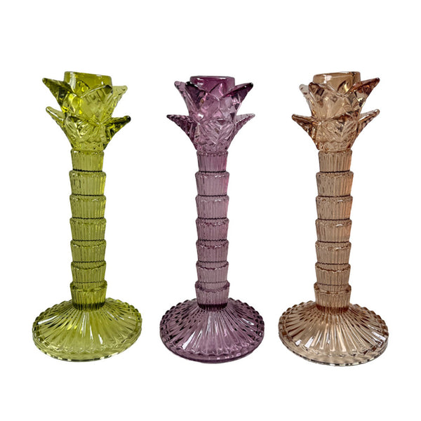 Tall Scalloped Glass Taper Candle Holder - Each At