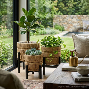 Round Paper Rope Planter with Metal Base
