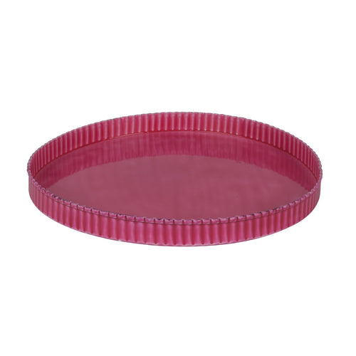 Deep Red Fluted Enamel Iron Tray