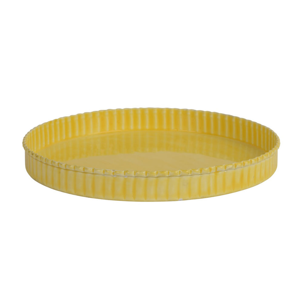 Pale Yellow Fluted Enamel Iron Tray