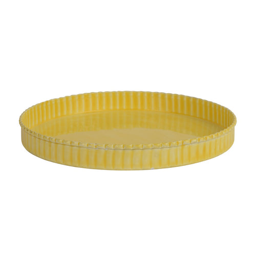 Pale Yellow Fluted Enamel Iron Tray