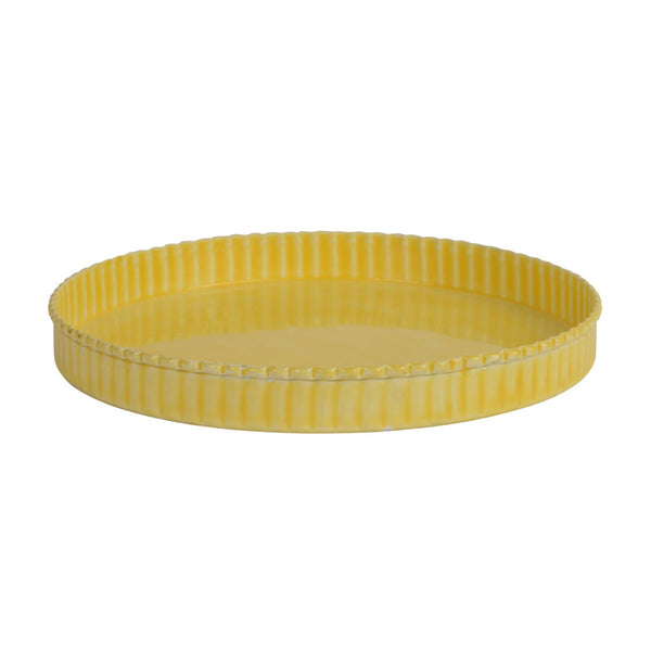 Pale Yellow Fluted Enamel Iron Tray
