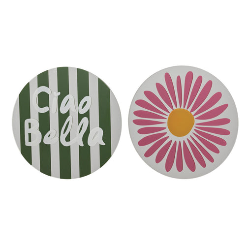 Round Printed Glass Wall Mirrors - Each At