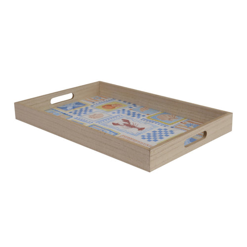 Mediterranean Tile Print Enamel Serving Tray