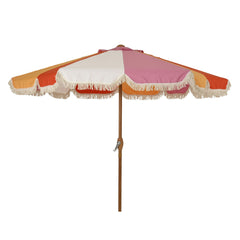 Scalloped Edge Pink Striped Outdoor Parasol