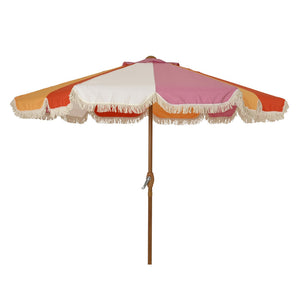 Scalloped Edge Pink Striped Outdoor Parasol