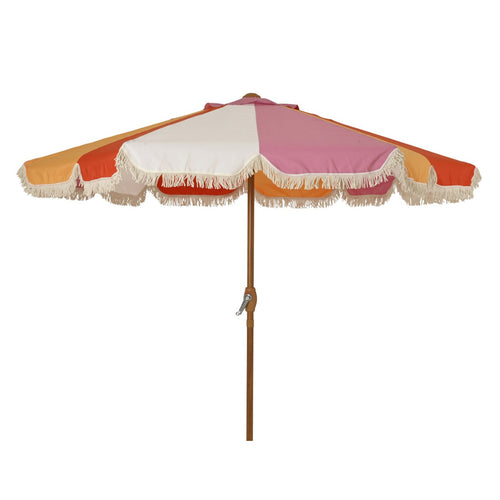 Scalloped Edge Pink Striped Outdoor Parasol