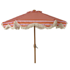 Scalloped Edge Orange Striped Outdoor Parasol