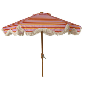Scalloped Edge Orange Striped Outdoor Parasol
