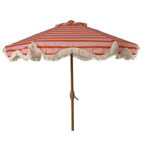 Scalloped Edge Orange Striped Outdoor Parasol