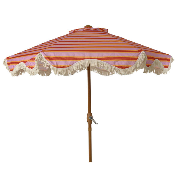 Scalloped Edge Orange Striped Outdoor Parasol