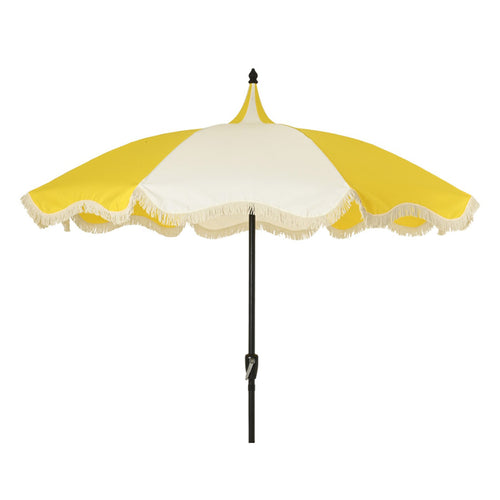 Scalloped Edge Yellow Striped Outdoor Parasol