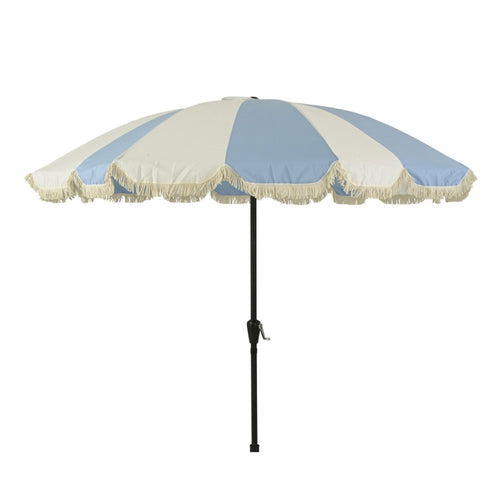 Scalloped Edge Blue Striped Outdoor Parasol