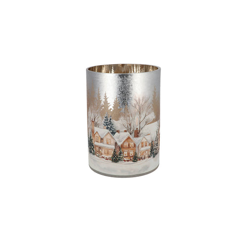 RUBY SILVER T-LIGHT WINTER HOUSE 9X10CM