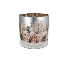 RUBY SILVER T-LIGHT WINTER HOUSE 15X15CM