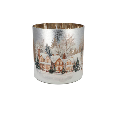 RUBY SILVER T-LIGHT WINTER HOUSE 15X15CM