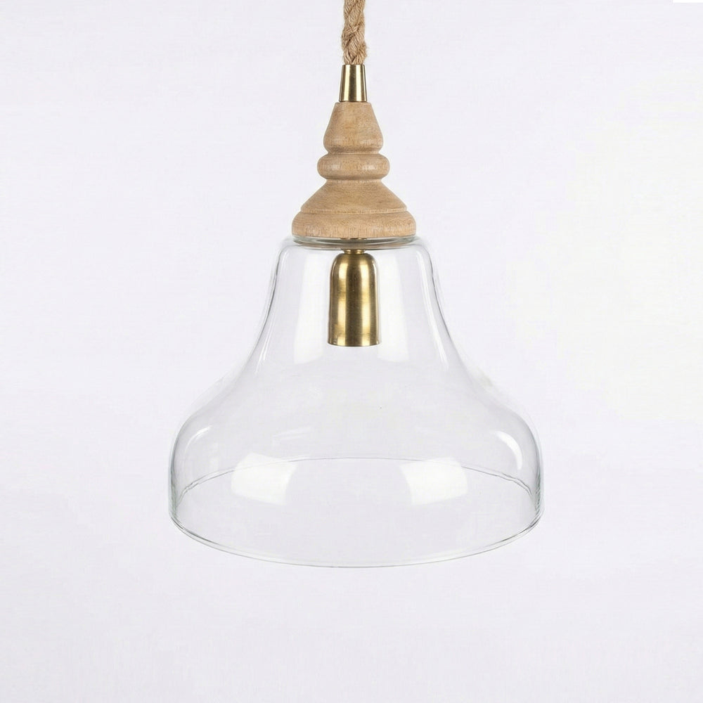 Clear Glass Natural Pendant Light (Wide)
