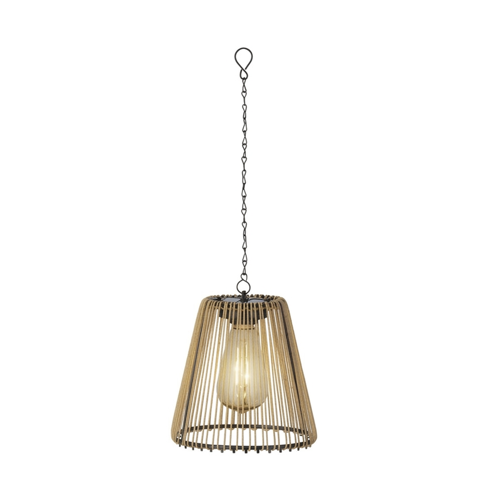 Large Woven Wicker Solar Pendant Light