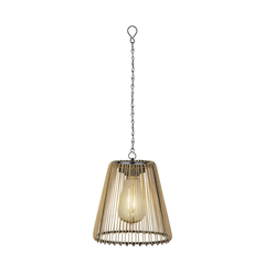 Large Woven Wicker Solar Pendant Light