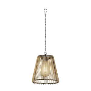 Large Woven Wicker Solar Pendant Light