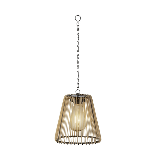 Large Woven Wicker Solar Pendant Light