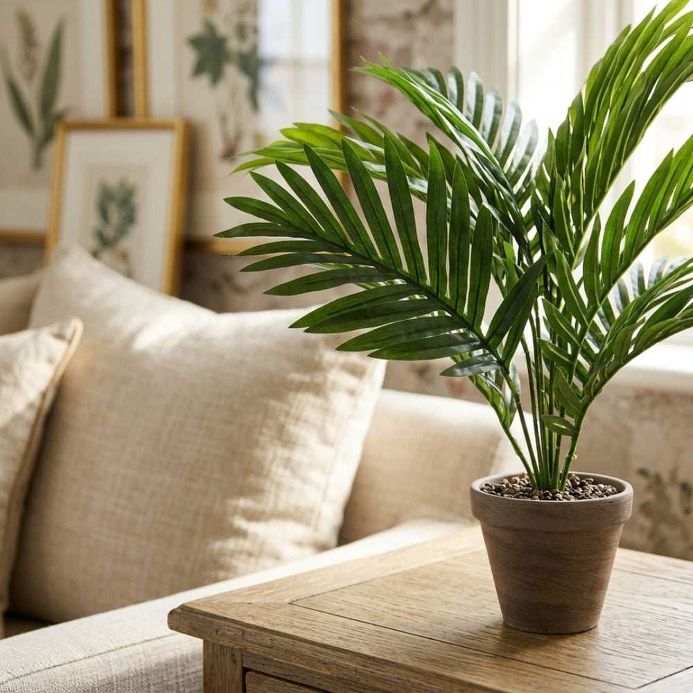 Artificial Green Areca Palm in Grey Pot (60 cm)