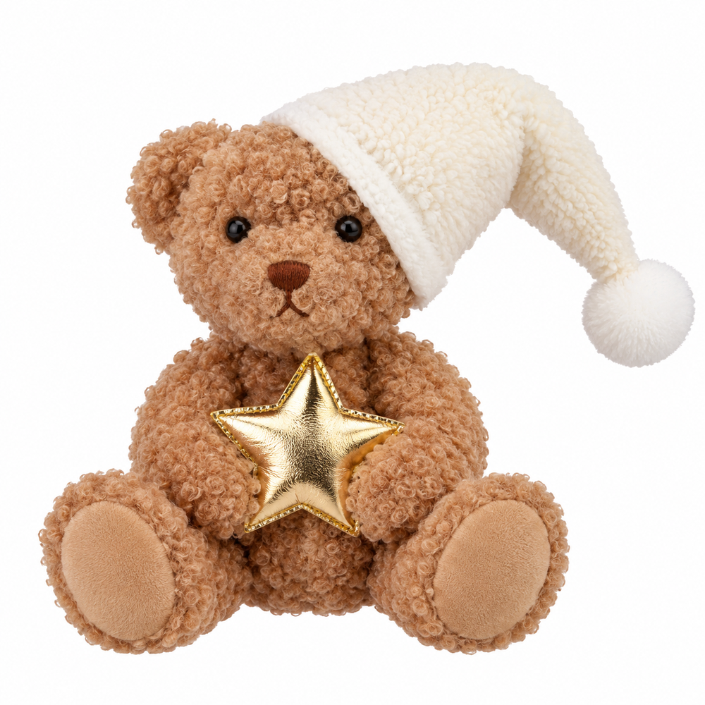 LOULOU COZY SAND HANGER BEAR WITH HAT ASS 7X8X11CM - each at