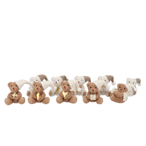LOULOU COZY SAND HANGER BEAR WITH HAT ASS 7X8X11CM