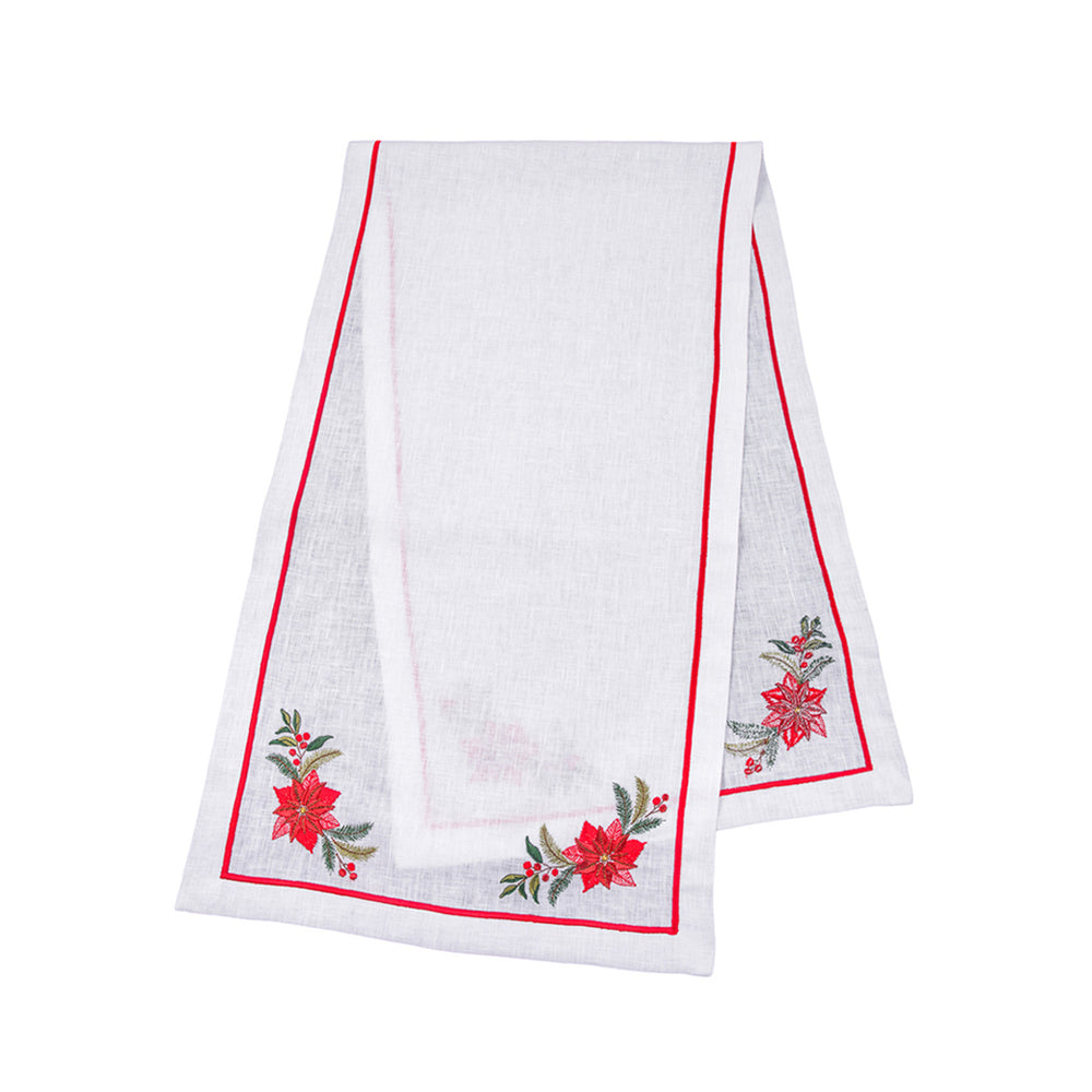 Linen Poinsettia Table Runner