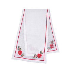 Linen Poinsettia Table Runner