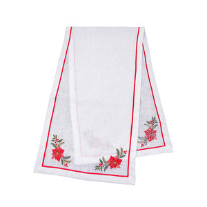 Linen Poinsettia Table Runner