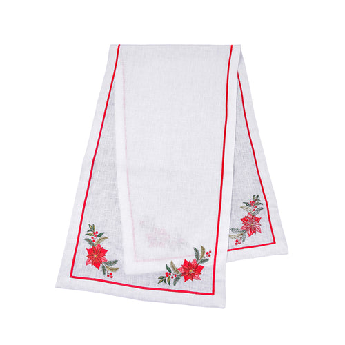Linen Poinsettia Table Runner