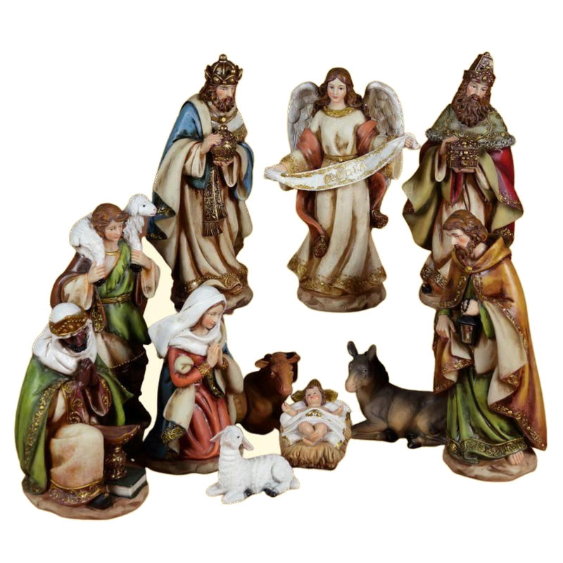 Nativity Scene in resin, 31 cm, multicolor – set of 11 pcs