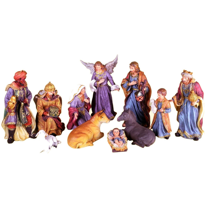 Nativity Scene in resin, 27 cm, multicolor – set of 11 pcs