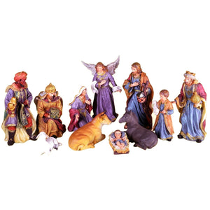 Nativity Scene in resin, 27 cm, multicolor – set of 11 pcs