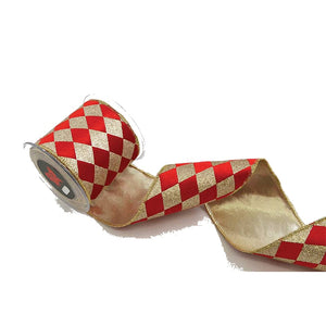 Shiny rhombus 10cmx4.50m red gold