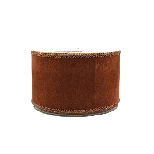 Ribbon single face velvet aa 9cmx9c wire brown