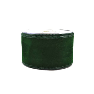 Ribbon single face velvet aa 9cmx9c wire drk green